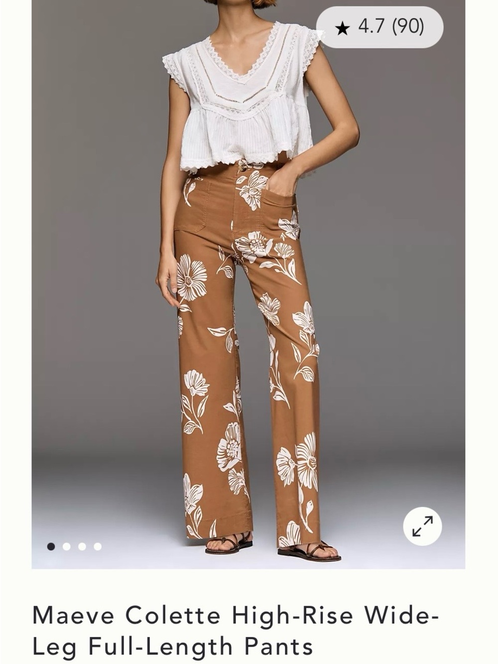Maeve Colette Brown Floral High-Rise Wide-Leg Pants